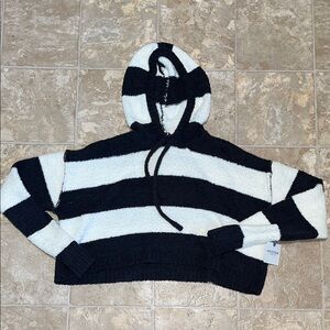 NWT Arizona Jean Company Black and White Striped Hoodie